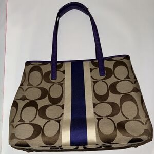 Coach Brown and Purple Tote with Purple Accents